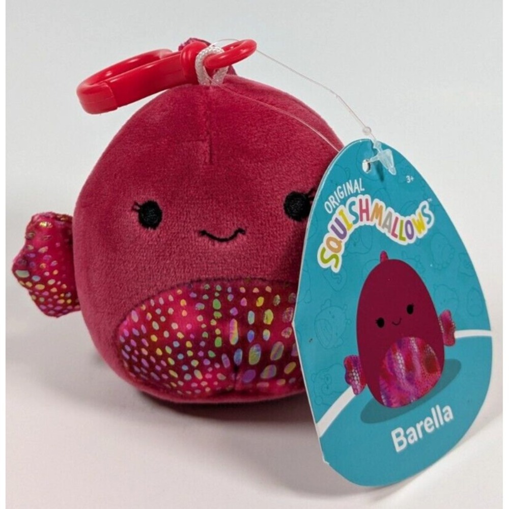Original Squishmallows Barella The Beta Fish 3.5" Plush‎ Clip Keychain w/ Tag